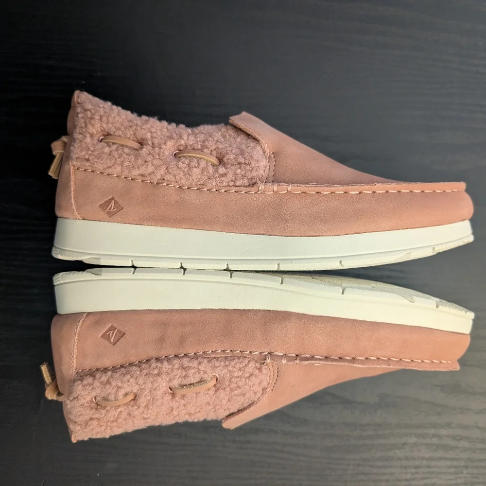 Sperry Women’s Moc-Sider Rose Leather Teddy Hybrid Boat Shoe M7 NIB - Picture 8 of 13